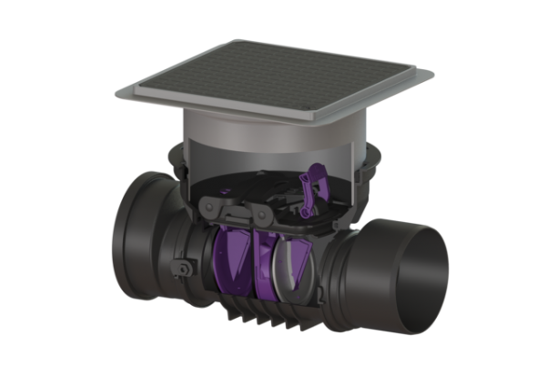 KESSEL Rückstaudoppelverschluss Staufix Control, DN200, schwarz, Bodenpl., RSK 770200.10SR