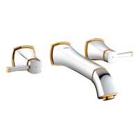GROHE 3-Loch-WT-Batterie Grandera 20415 Wandmontage FMS Ausl. 234mm chrom/gold 20415IG0