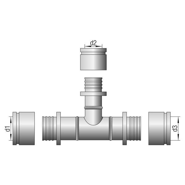 Rehau T-Stück 125-63-125 SDR 11 Stahl 13018951001