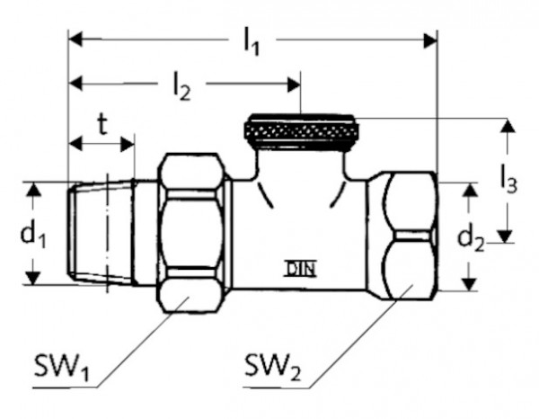 SCHELL Heizkörperverschr., Durchgang absperrbar, 10bar, 3/4", mattnickel 141180499