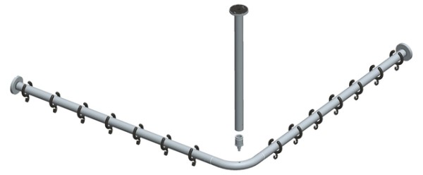 Keuco Brausevorhangstangen-Set Plan 14936, für Dusche 80x80, Edelstahl 14936070800