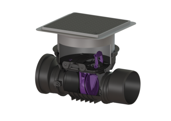 KESSEL Rückstaueinfachverschluss Staufix DN200, schwarz, Bodenplatte 720200.10S