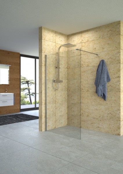 Seitenwand6mm freisteh.derby 1200x2000 silber matt ESG transparent VIGOUR