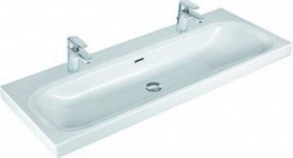 Möbelwaschtisch derby style 120x48cm 2 Hahnlöcher weiss VIGOUR