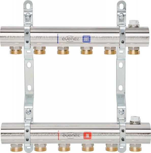 Heizkreisverteiler Evenes Typ M1.6, DN25 (1) Messing, 6 Heizkreise