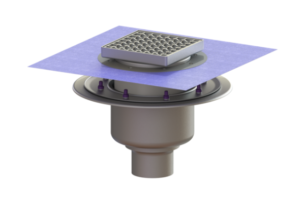 KESSEL Ablauf Ferrofix Pressfl. DN 100 senkr. Vario, Gitter, 190x190mm 55600.21