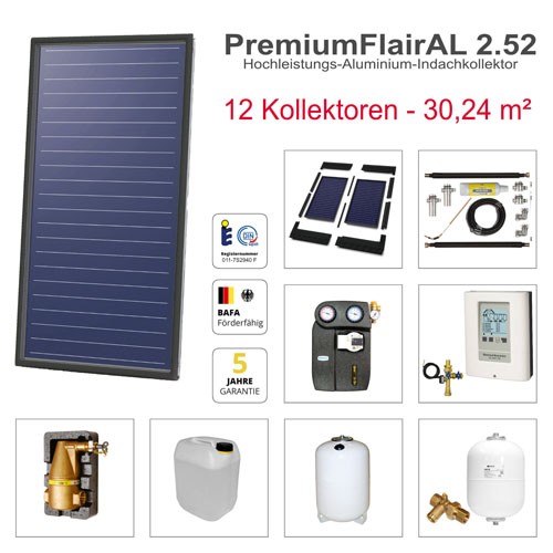 Solarbayer FlairAL Indach-Solarpaket 12 1-reihig, Gesamtfläche Brutto: 30,24 m2 411112000
