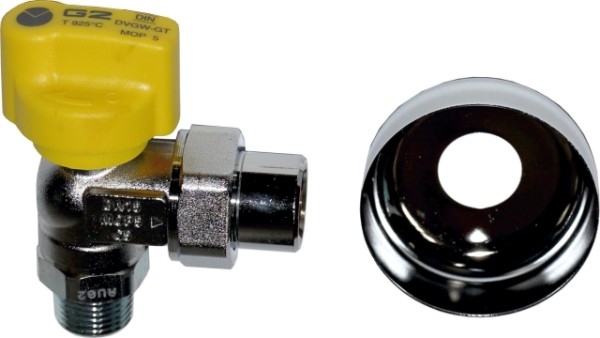 Wolf Gaskugelhahn Eckform Rp1/2" mit thermischer Sicherung, verchromt 2011013