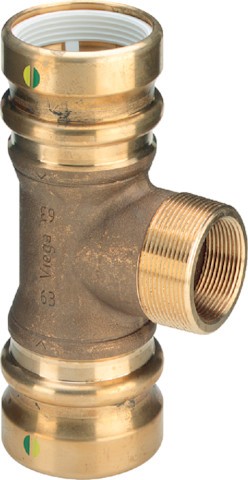 Viega T-Kupplung mit SC Geopress 9617.1 in 32mm x R1 x Rp3/4 Rotguss 466626