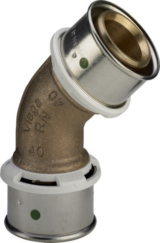 Viega Winkelkupplung mit SC Sanfix P 2126 in 40mm Rotguss 575076
