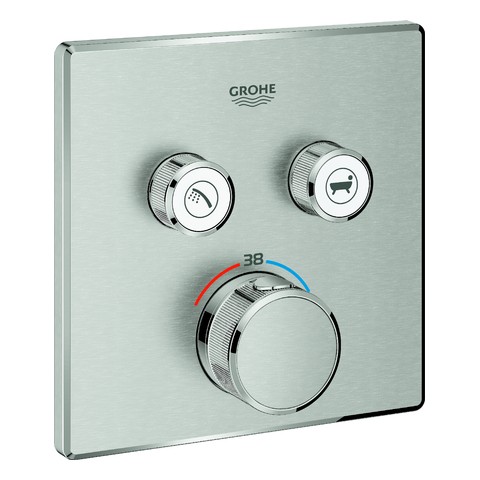 GROHE Thermostat Grohtherm SmartControl 29124 eckig FMS 2 ASV supersteel 29124DC0