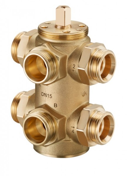 OVENTROP-6-Wege Kugelhahn DN15, PN16, AG mit Eurokonus 1132004