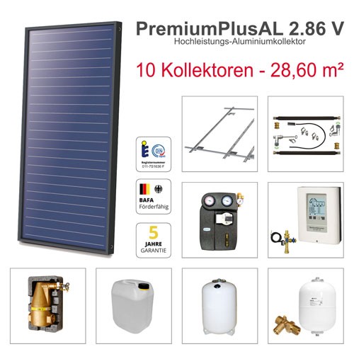 Solarbayer Plus AL Solarpaket 10 Ziegel Gesamtfläche Brutto 28,60 m2 vertikal 410810000