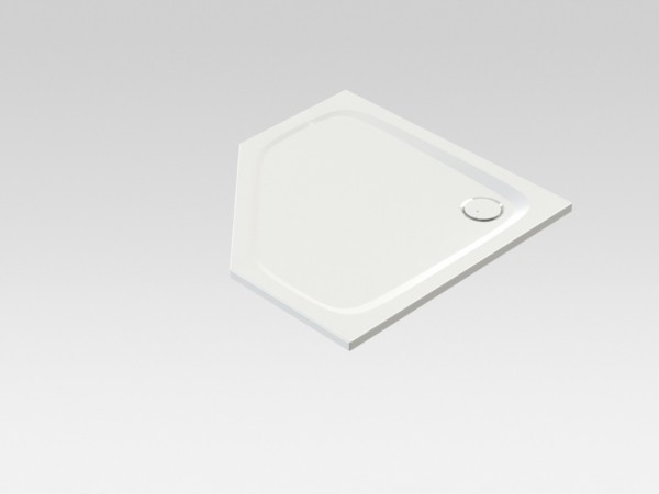 Fünfeckduschwanne Acryl derby 90x2,5cm Abl.seitl. in Ecke Dgm.63,6 cm weiss VIG