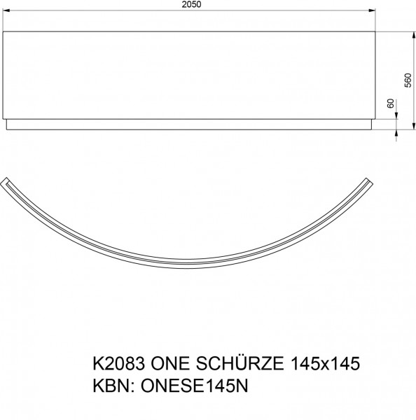 Schürze f.Eckbadew.Acryl one 145cm weiss VIGOUR