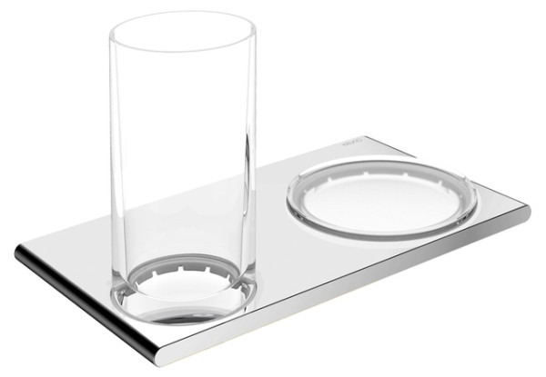 Keuco Doppelhalter Edition 400 11556, Glas/ Seifenschale, Bronze gebürstet 11556039000