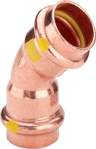 Viega Bogen 45 Grad mit SC Profipress G 2626 für Gas in 15mm Kupfer 345600