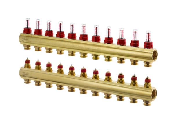 Danfoss FBH-Verteiler FHF-11F 11 Kreise, mit Durchflussanzeige 088U0531