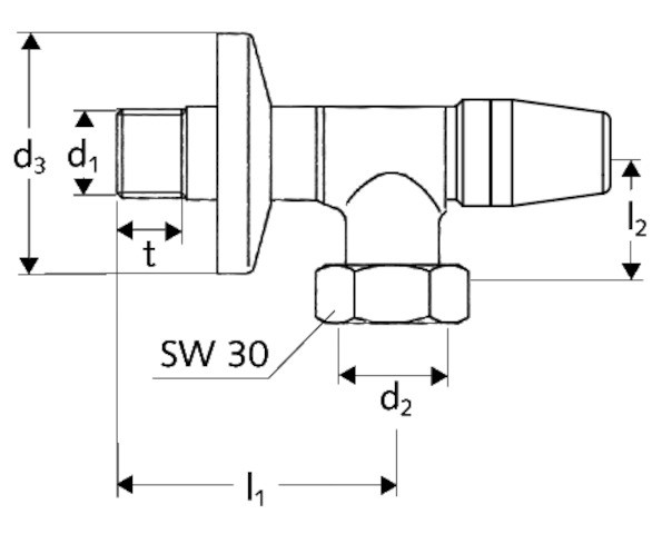 SCHELL Wasserzähler-Eckventil Plombiervorr., 3/4"ÜM, 1/2", chrom 101000699