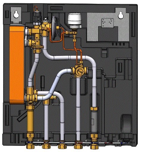 Danfoss Wohnungsstation Evoflat WSS 1 E ohne Heizung, 43kW, Dämmhaube 145G0219