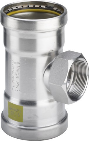 Viega T-Stück Sanpress Inox GXL 0217.2XL in 88,9mm x Rp2 x 88,9mm Edelstahl 578480