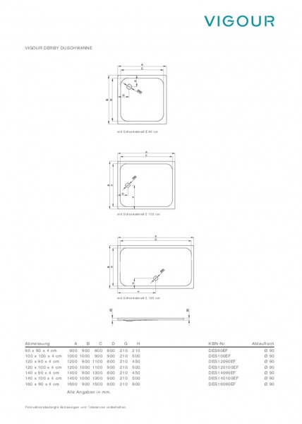 Duschwanne Stahl derby 160x90x4.0cm Ablauf mittig lange Seite weiss VIG