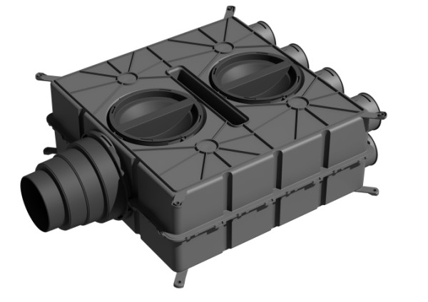 Wolf Luftverteiler DN125-180 8 Stutzen DN75 mit 4 Verschlusskappen 2577595