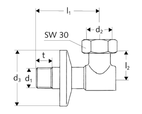 SCHELL Wasserzähler-Anschlußbogen Plombiervorr., 3/4"ÜM, 1/2", chrom 101020699
