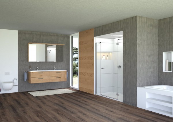 Pendeltür 2 Fixt.Ni.re.derby 1400x2000 silber m.ESG Siebdruck PflPLUS G1 VIGOUR