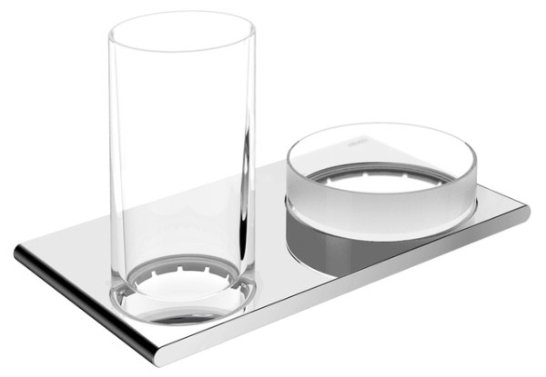 Keuco Doppelhalter Edition 400 11554, Glas/ Ablageschale, Nickel gebürstet 11554059000