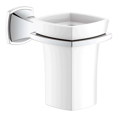 GROHE Halter Grandera 40626 mit Keramik- Mundspülglas weiß/chrom 40626000