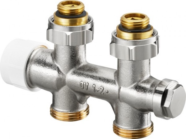 OVENTROP-Anschlussarmatur "Multiblock T" 1/2"AG x 3/4"AG, 1-u.2-Rohr, Messing, Dg 1184033