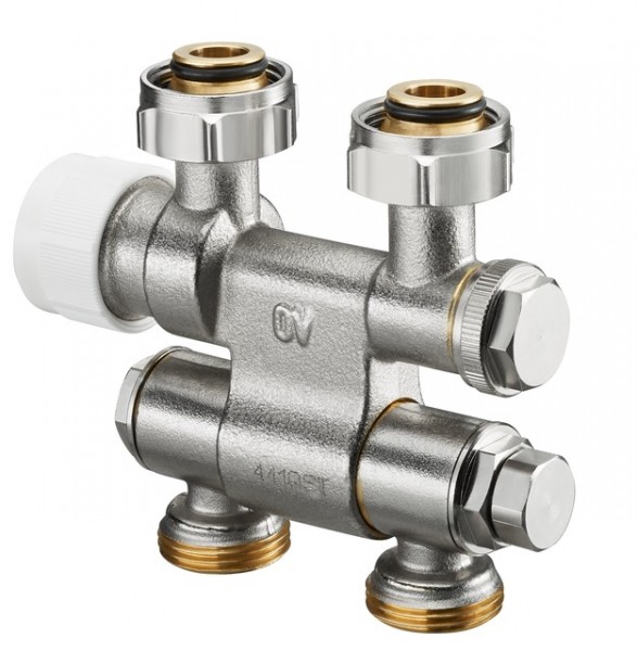 OVENTROP-Anschlussarmatur"Multiblock TF" 3/4"ÜM x 3/4"AG,1-u.2-Rohr,Ms,schwenkbar 1184025