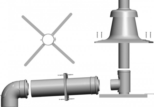 Wolf Anschluss-Set DN80/125 - C93x DN80 im Schacht, Abdeckung PP