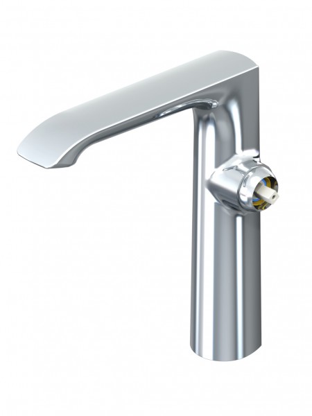 Einhand-WT-Batt.vogue seitl.Bed.o.Hebel o.Ablaufgar.erh. Sockel verchromt VIGOUR