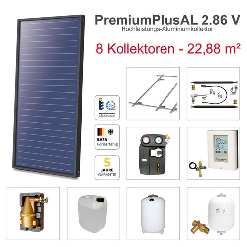 Solarbayer Plus AL Solarpaket 8 - Ziegel Gesamtfläche Brutto 22,88 m2 vertikal 410808000