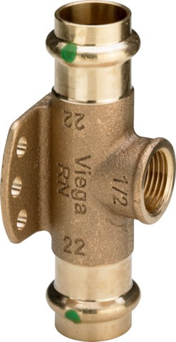 Viega Wandscheiben-T-Stück mit SC 2217.3 in 22mm x Rp1/2 Rotguss 625726