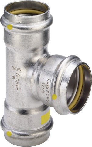 Viega T-Stück mit SC Sanpress Inox G 0218 für Gas in 54mm Edelstahl 486624