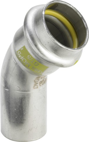 Viega Bogen 45 Grad SC Sanpress Inox G 0226.1 für Gas in 42mm Edelstahl 486242