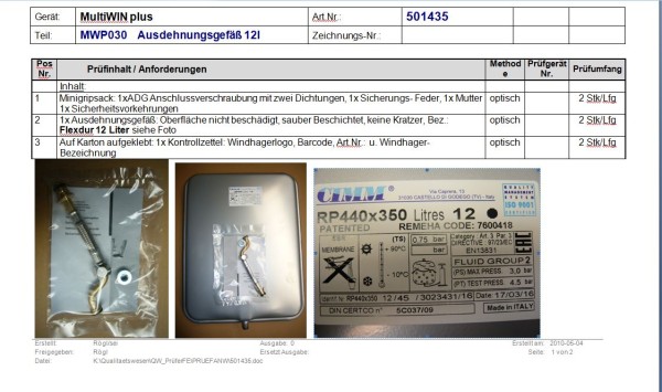 WINDHAGER AG 12L ohne Panzerschlauch zu MWP Ausdehnungsgefäß 12l ohne Panzerschl 501435