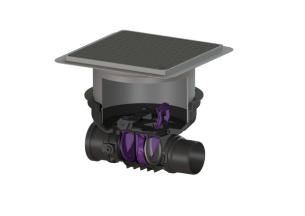 KESSEL Rückstaudoppelverschluss Staufix DN100, schwarz, Bodenplatte,Rattenschutz 730100.10SR