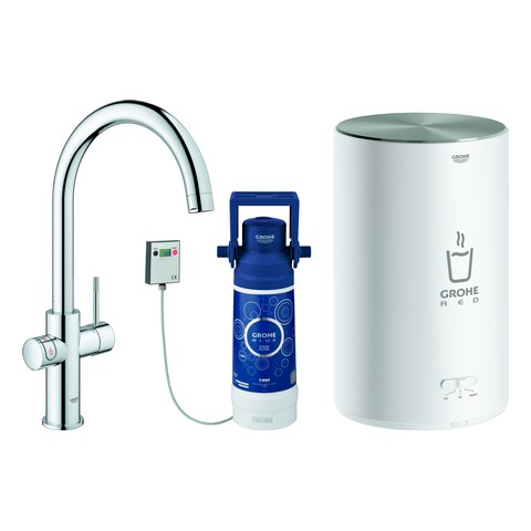 GROHE Armatur und Boiler GROHE Red Duo 30083_1 M-Size C-Auslauf chrom 30083001