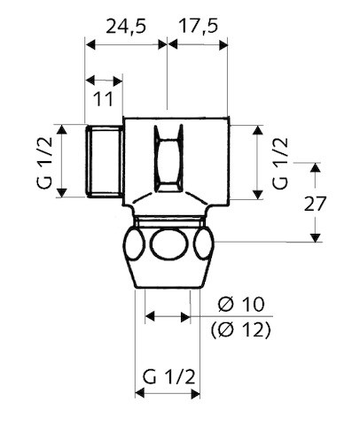 SCHELL T-Stück Quetschverschraubung, 1/2"x12, chrom 270070699
