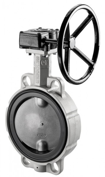 OVENTROP-Absperrklappe Zwischenbau mit Getriebe, PN16, EPDM Dichtung, DN150 1047255