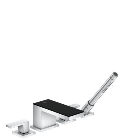 Hansgrohe 4-Loch Wannenarmatur Axor MyEdition F-Set schwarz/chrom Wannenrandmontage 47430600