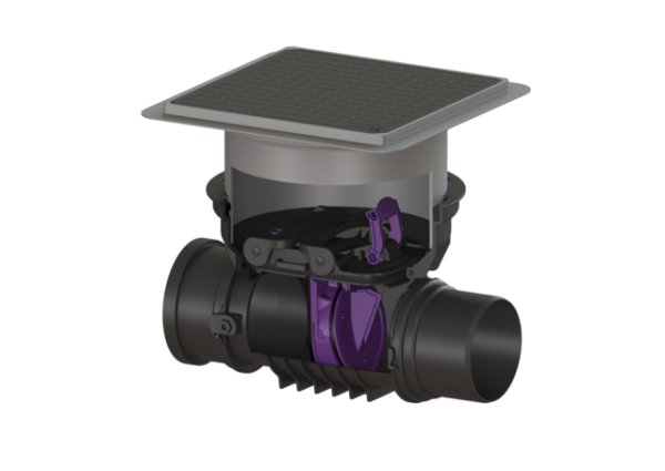 KESSEL Rückstaueinfachverschluss Staufix DN150, schwarz, Bodenplatte 720150.10S
