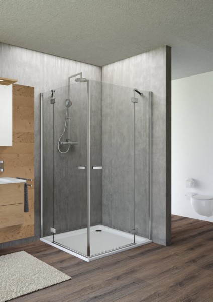 Eckhälfte Pendeltür re.derby 1000x2000 sil.m.ESG transparent PflPLUS G1 VIGOUR