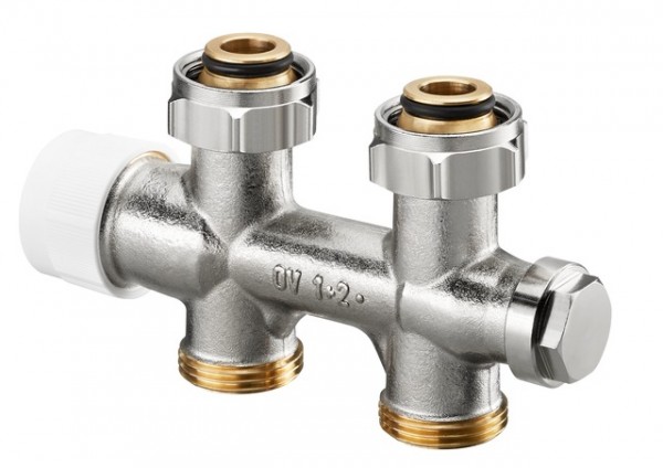 OVENTROP-Anschlussarmatur "Multiblock T" 3/4"ÜM x 3/4"AG, 1-u.2-Rohr, Messing, Dg 1184023