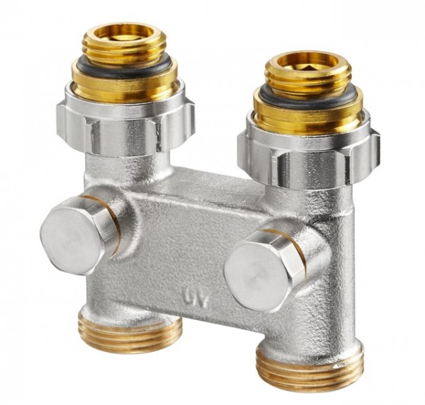 OVENTROP-Umlenkstück mit Absperrung Durchgang, 50mm, 1/2"AGx3/4"AG, vern. 1016363