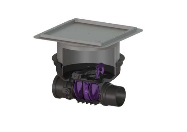 KESSEL Rückstaudoppelverschluss Staufix Control, DN100, befliesbar, Bodenplatte 770100.10X